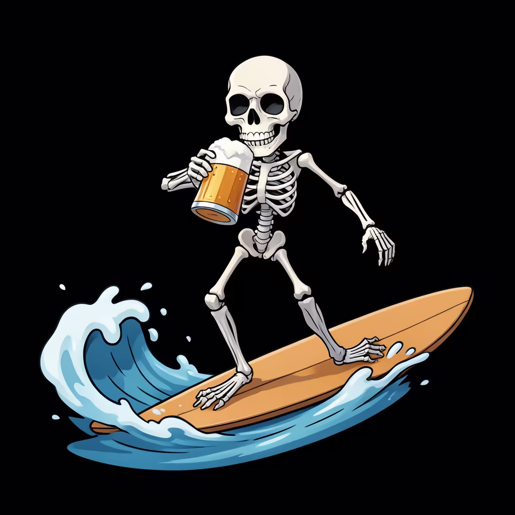 サーフィンをする骸骨 (4B)