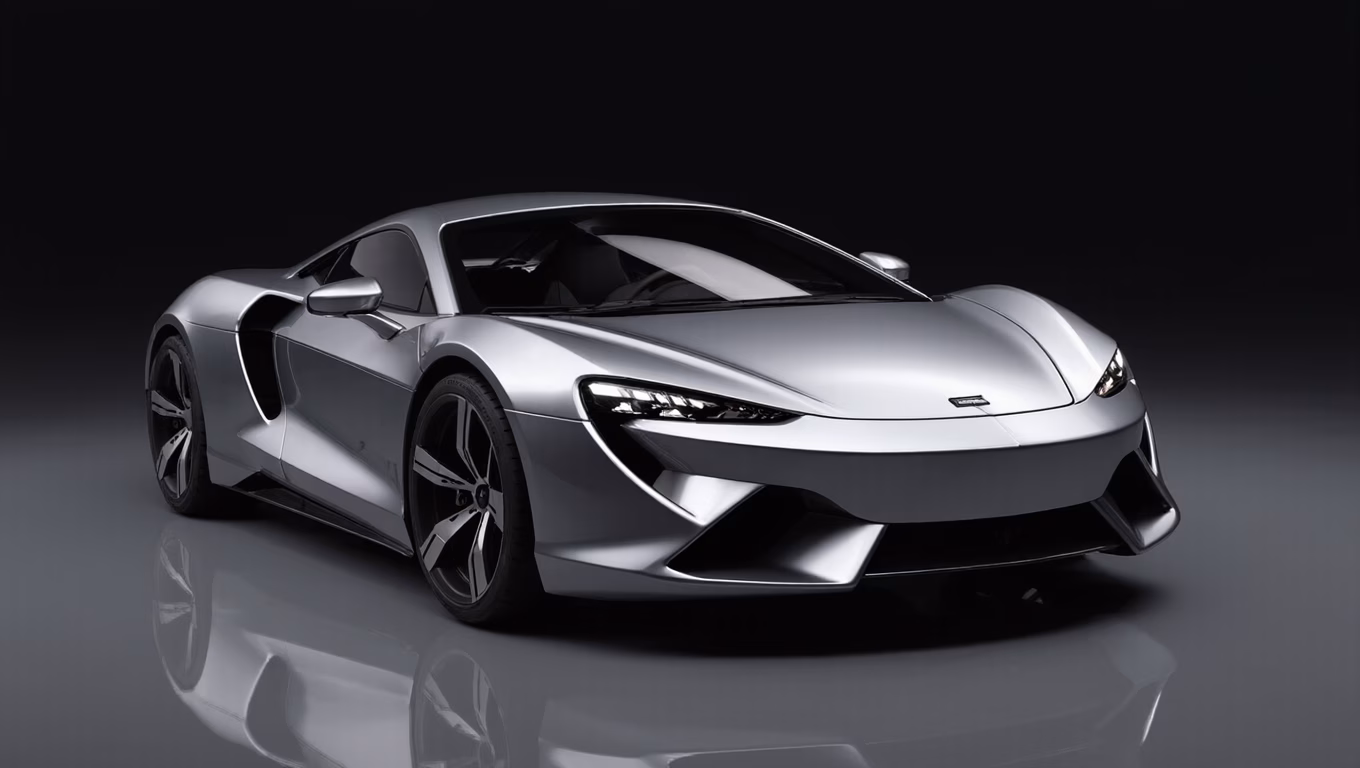 Silver Sports Car 3D Render
